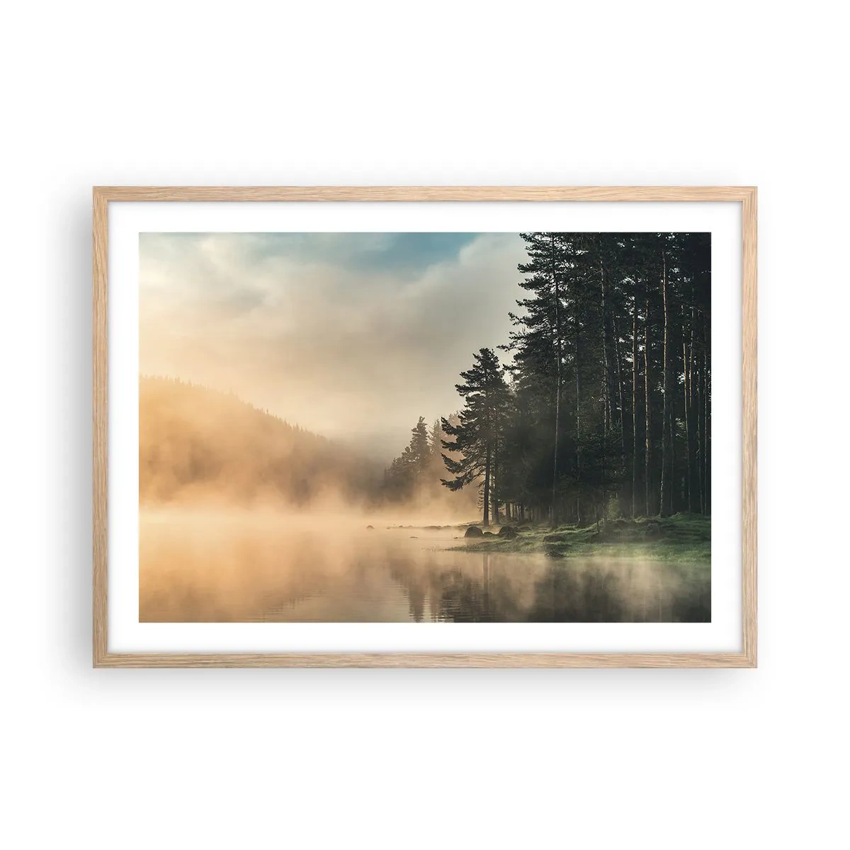 Poszter világos tölgy keretben - A nap születése - 70x50 cm