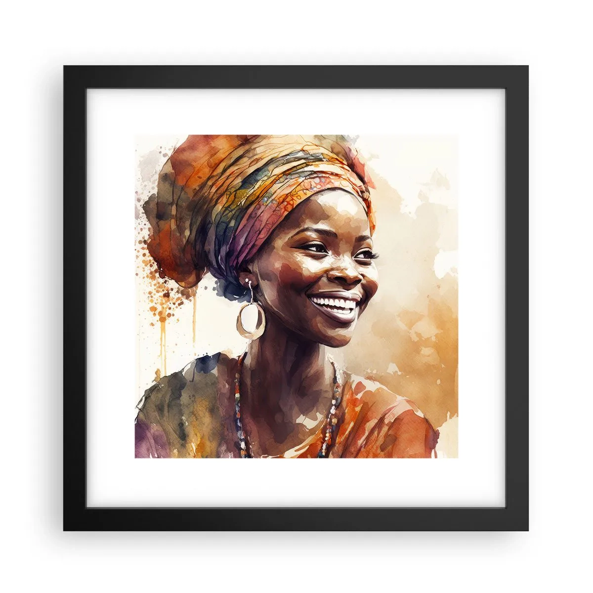Poszter fehér keretben - Afrikai királynő - 30x30 cm