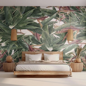 Fotótapéta Premium Sand - Smaragd-lila bozót - Virágok, Hawaii, Levelek - 350x256 cm