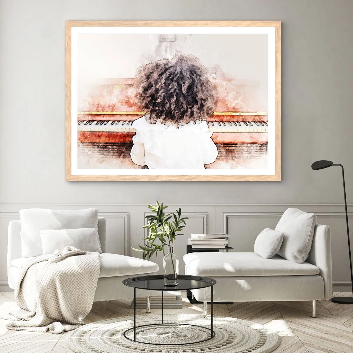 Poszter világos tölgy keretben - Az új világban - 40x30 cm