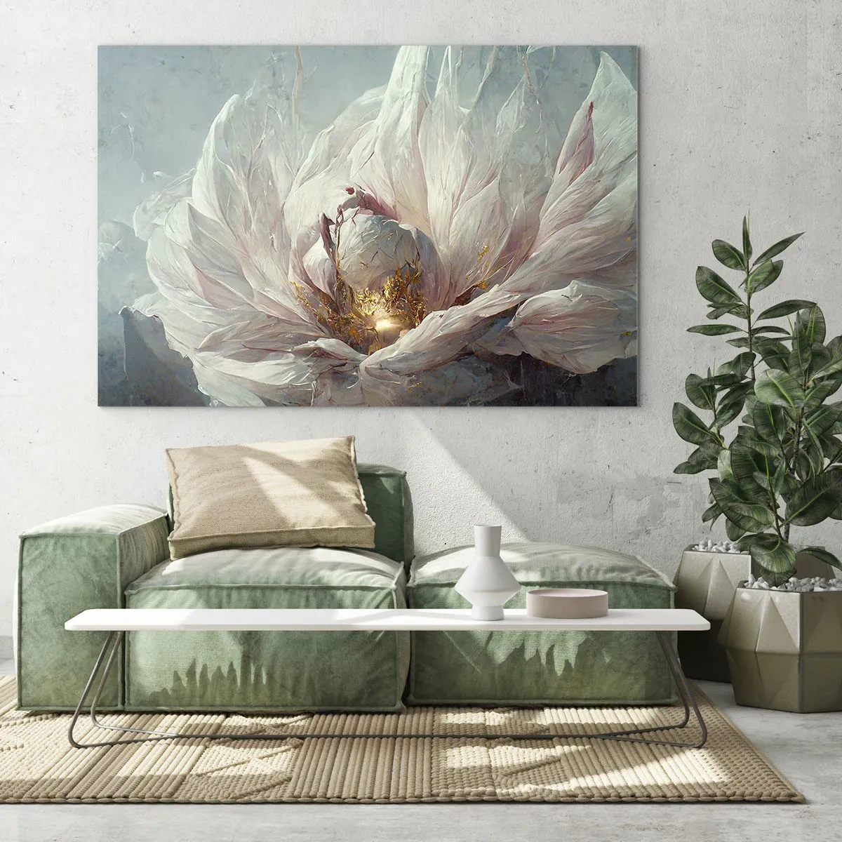 Üveg kép - Egy virágzó virág finom szürkében és aranyban - 70x50cm - Száz év alatt egyszer virágzik - Modern fali dekoráció nappalihoz és hálószobához ARTTOR