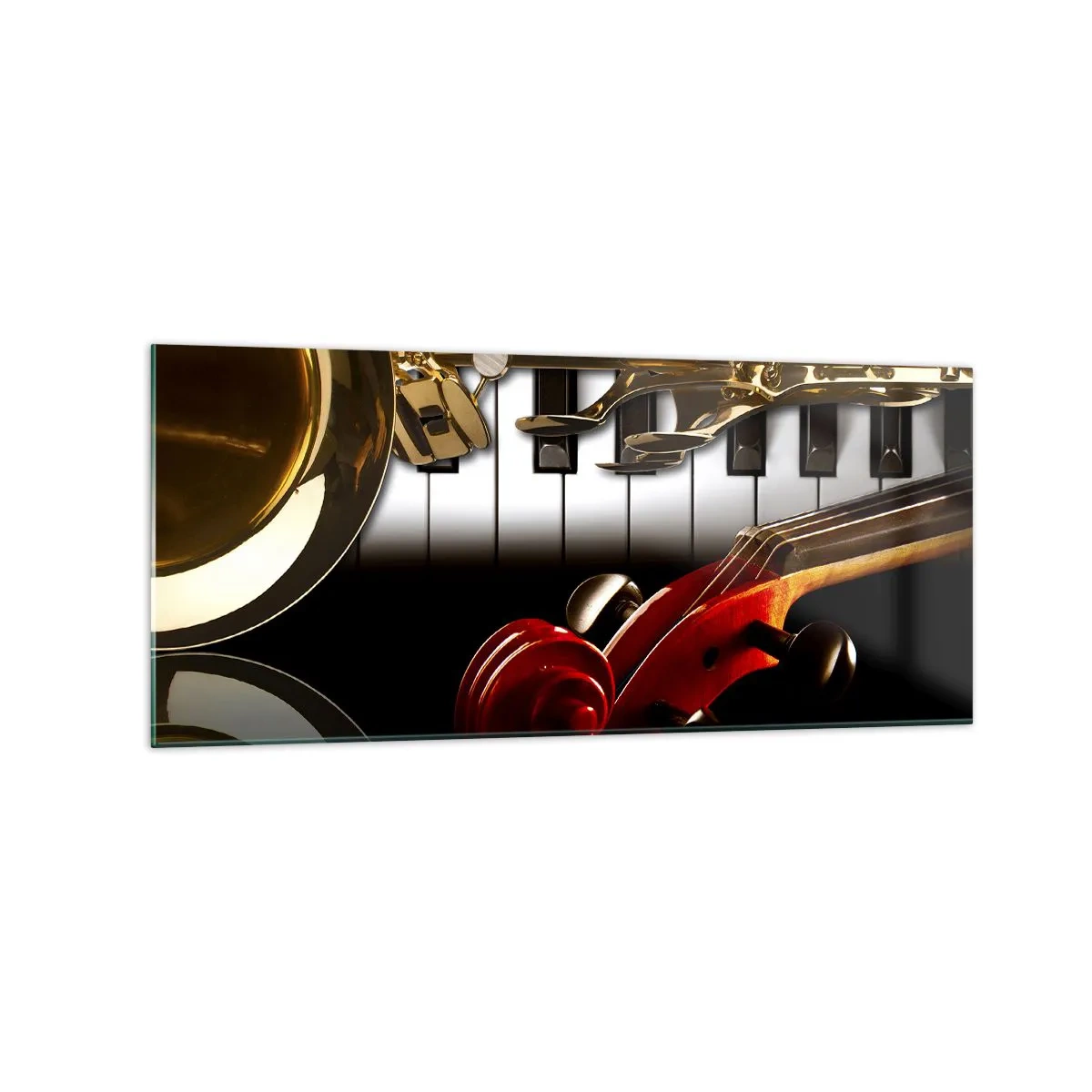 Üveg kép - Fémlemez, fa és elefántcsont - 120x50 cm