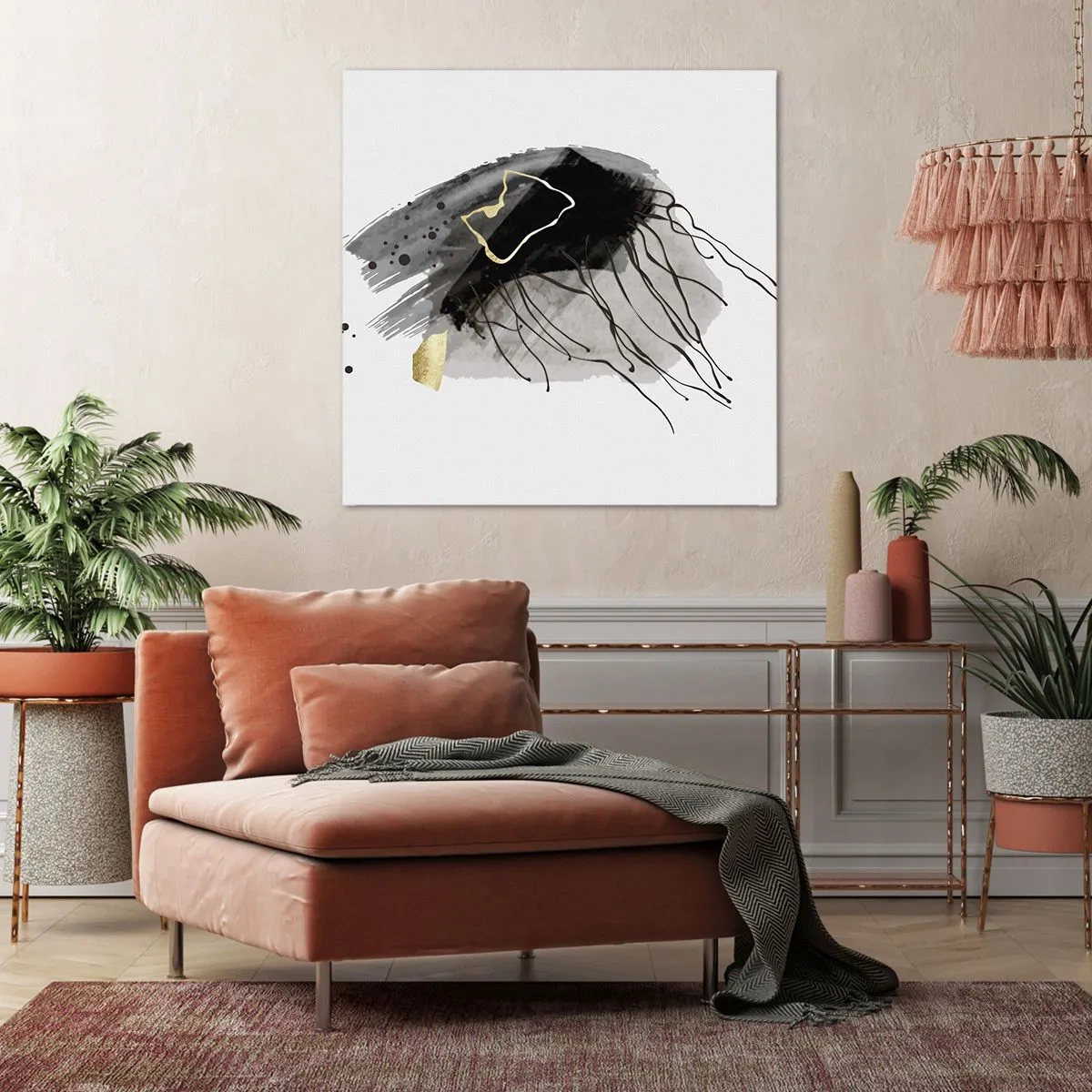 Vászonkép - Feketében és aranyban - 60x60 cm