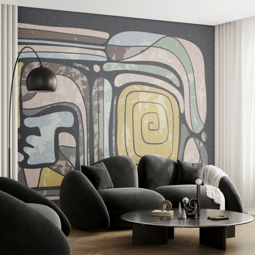 Fotótapéta Premium Sand - Absztrakció pre-kolumbián szellemben - Absztrakció, Boho, Idős - 500x350 cm
