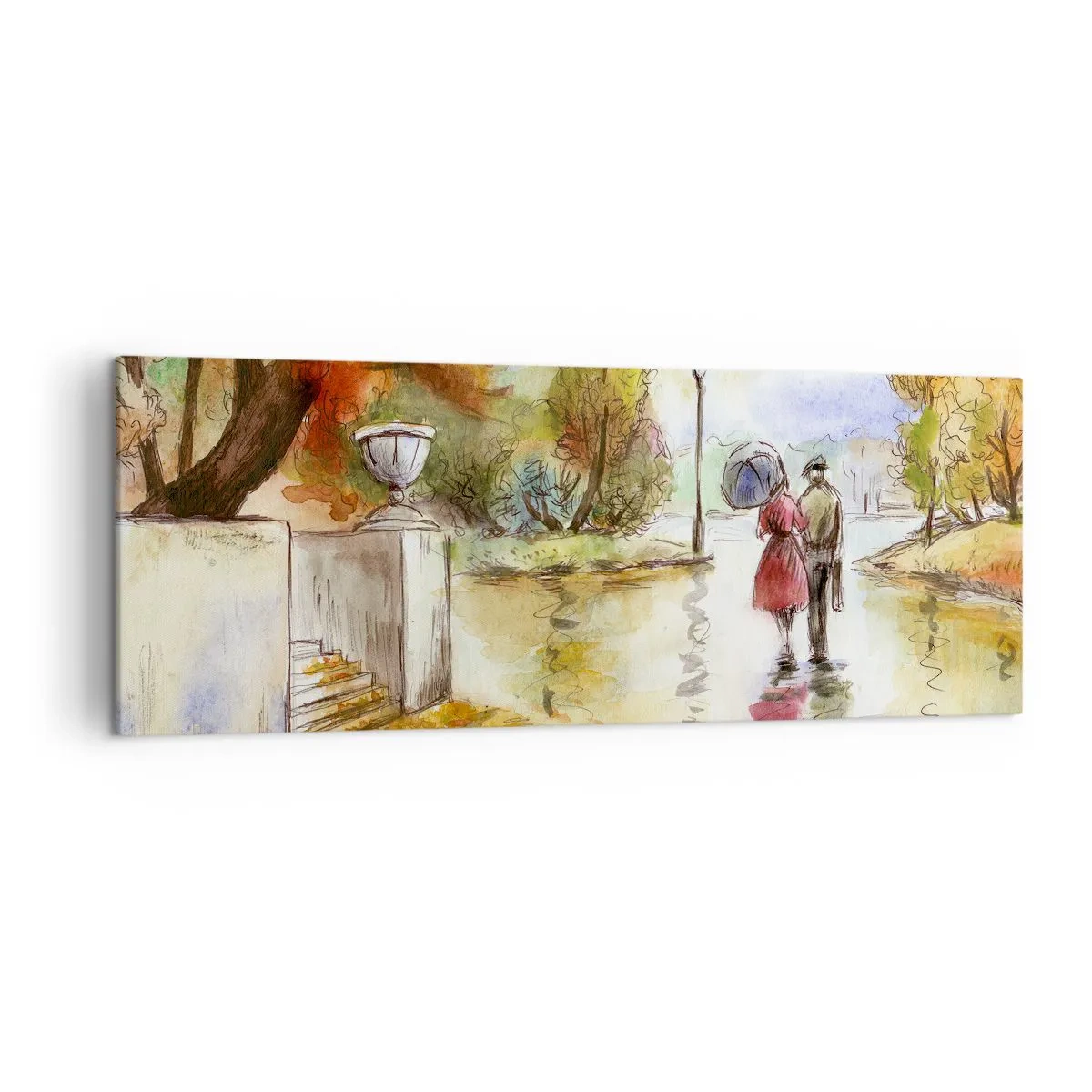 Vászonkép - Romantikus ősz a parkban - 140x50 cm