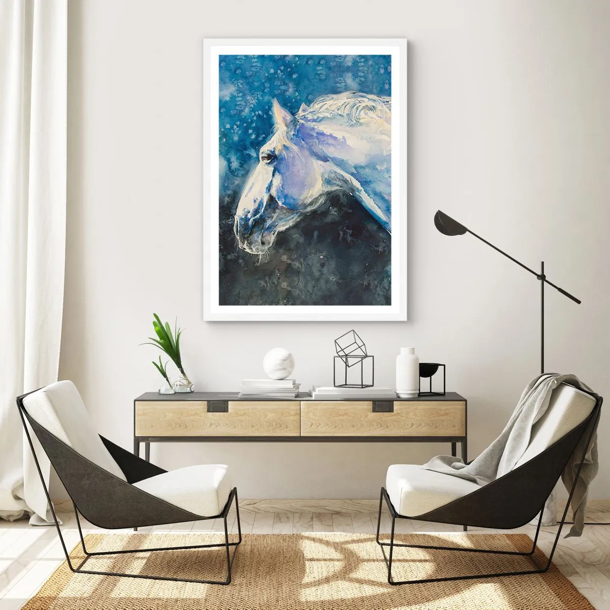 Poszter fekete keretben - Portré kék fényben - 70x100 cm