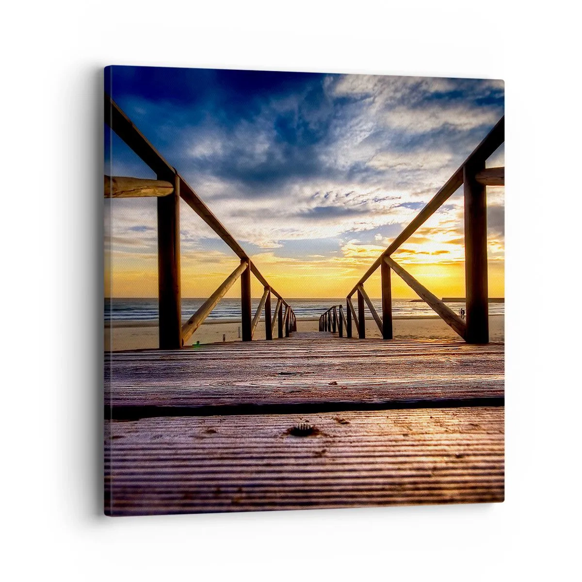 Vászonkép - Egyenesen a csendes tengerpartra naplementekor - 40x40 cm