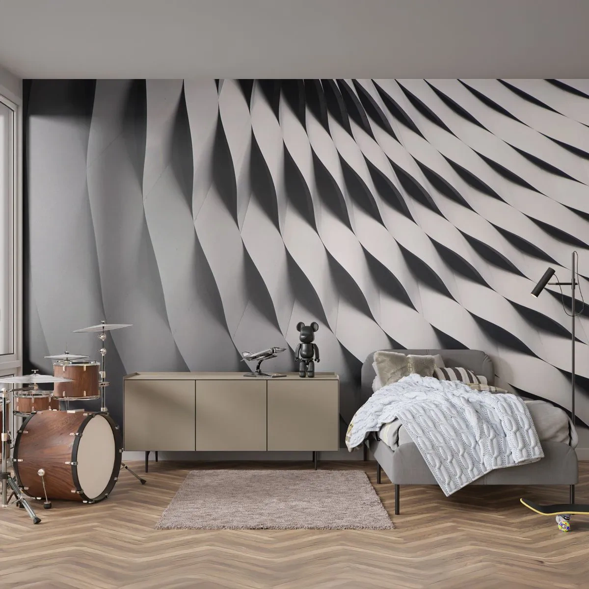 Fotótapéta Standard Eco - A hullámok felszínén - Modern, Absztrakció, acél - 250x175 cm