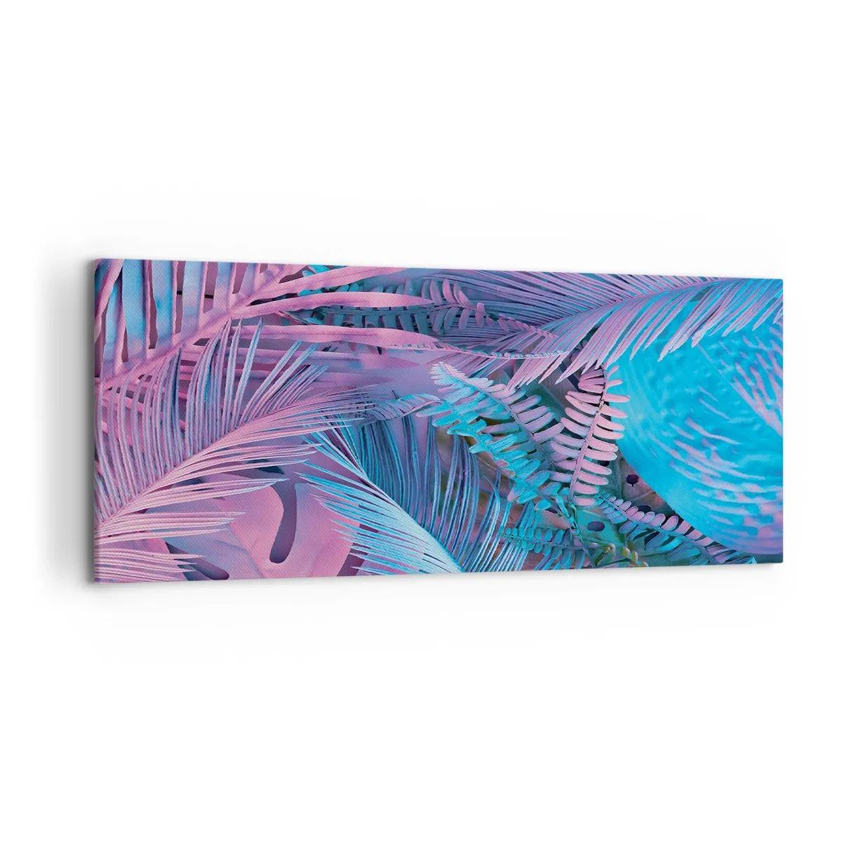 Vászonkép - Trópusok rózsaszínben és kékben - 120x50 cm