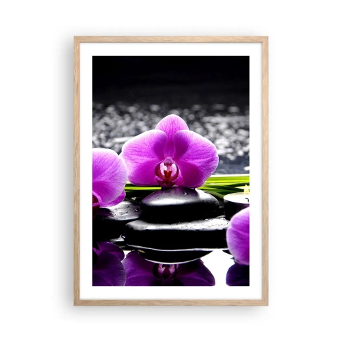 Poszter világos tölgy keretben - Elmerülni a békében és a csendben - 50x70 cm