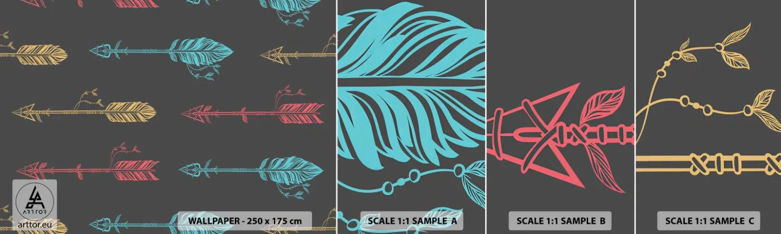 Fotótapéta Minta Standard Eco - Rendben - Absztrakció, Boho, Nyíl - 100x30 cm