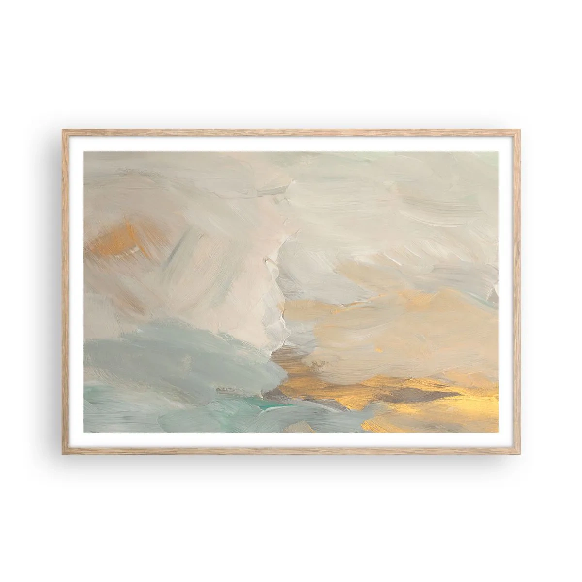 Poszter világos tölgy keretben - Absztrakció - a szelídség földje - 100x70 cm