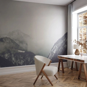 Fotótapéta Standard Eco - Egyszínű ködbe burkolózó hegyi táj - 100x70cm - Ködös völgy - Modern fali dekoráció nappalihoz és hálószobához ARTTOR