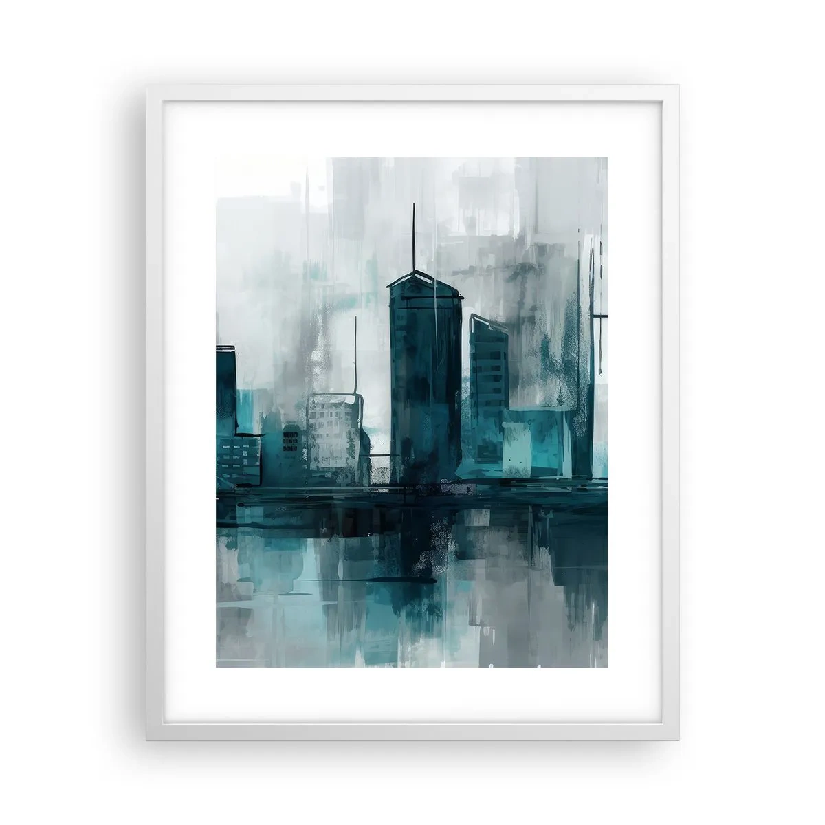 Poszter fekete keretben - Esőszínű város - 40x50 cm