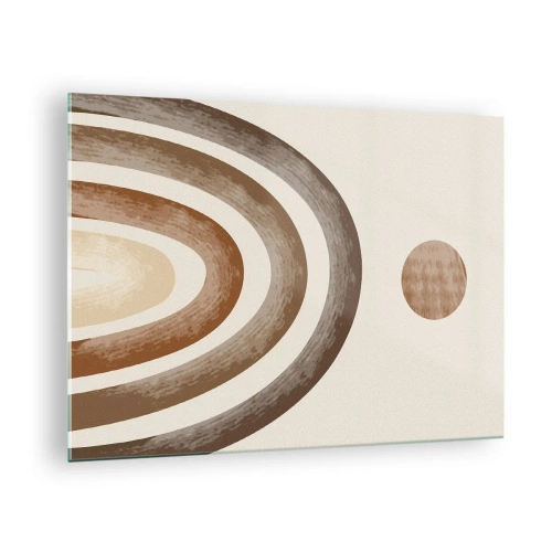 Üveg kép - Absztrakt csíkok és körök barna árnyalatokban - 70x50cm - Egy messzi-messzi galaxisban - Modern fali dekoráció nappalihoz és hálószobához ARTTOR