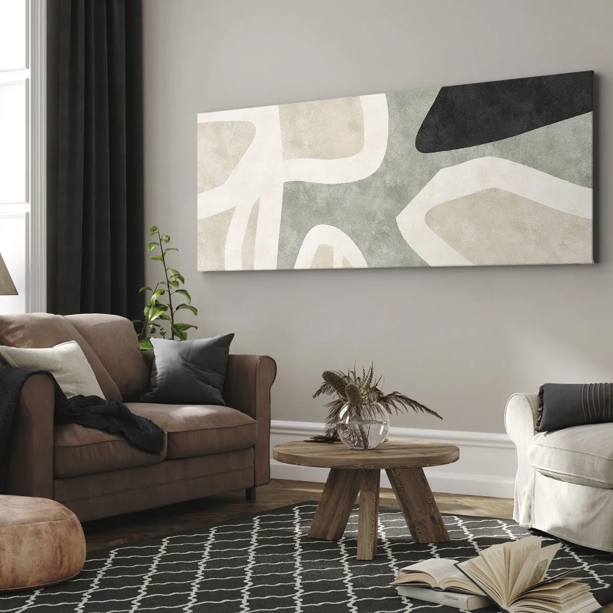 Vászonkép - Kompozíció fekete témával - 100x40 cm