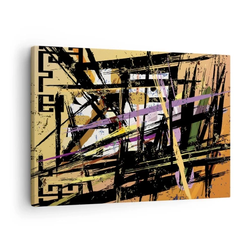 Vászonkép - Absztrakt vonalak és formák bézs háttéren - 70x50cm - Éles vágás - Modern fali dekoráció nappalihoz és hálószobához ARTTOR