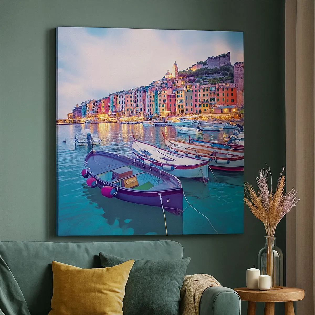Vászonkép - Színes este a kikötőben - 30x30 cm