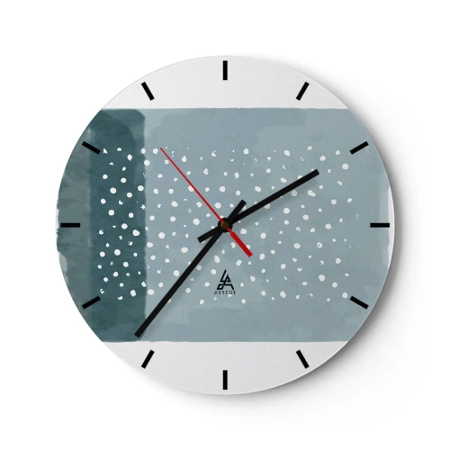 Falióra, Óra - Modern kompozíció pöttyökkel kék árnyalatú háttéren - 30x30cm - Kéken nőtt - Modern fali dekoráció nappalihoz, konyhához és hálószobához ARTTOR