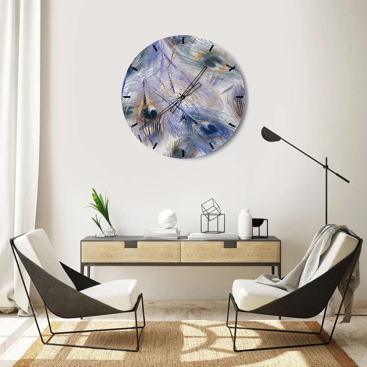 Falióra, Óra - Pávaszem kompozíció - 40x40 cm