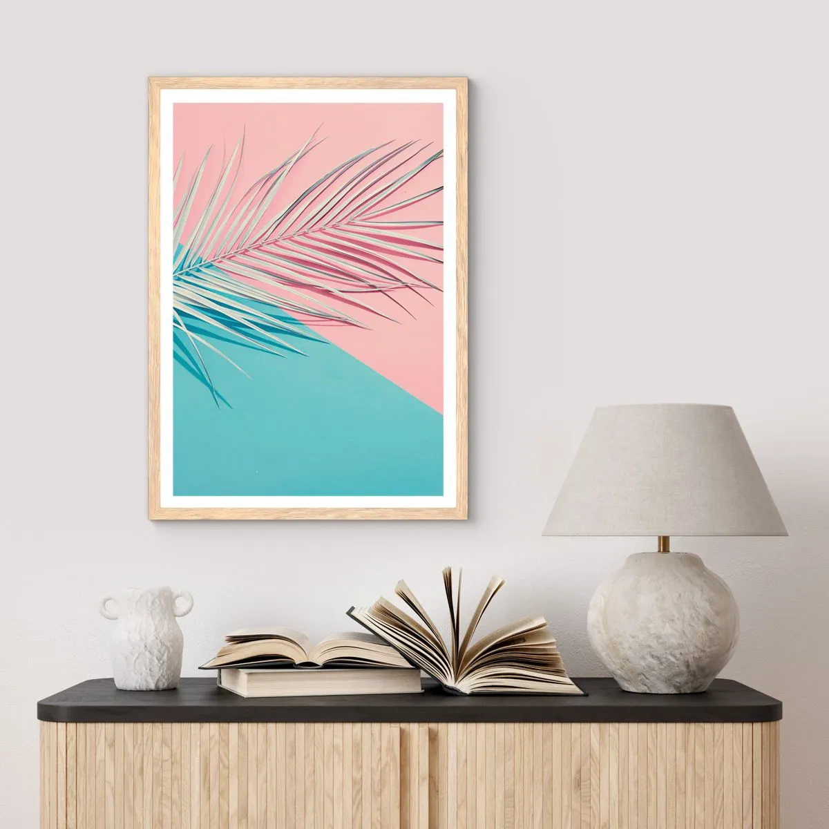 Poszter világos tölgy keretben - Trópusi impresszió - 30x40 cm