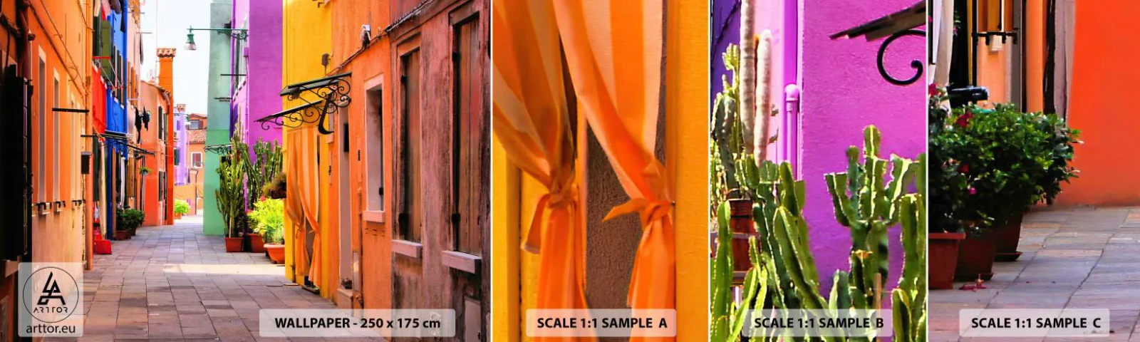 Fotótapéta Minta Standard Eco - Szivárványos sikátor - Város, Velence, Építészet - 100x30 cm