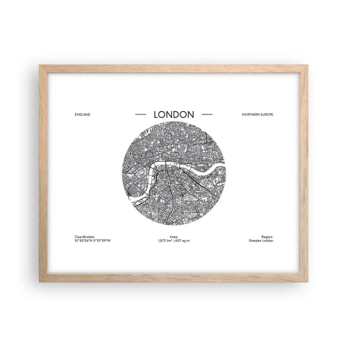 Poszter világos tölgy keretben - London anatómiája - 50x40 cm