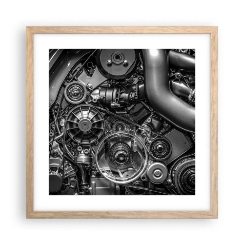 Poszter világos tölgy keretben - A mechanika költészete - 40x40 cm