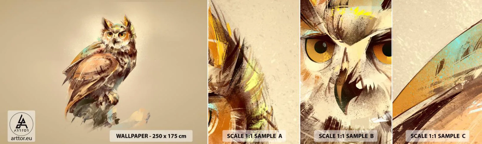 Fotótapéta Minta Öntapadós Deluxe Sticker - Legokosabb a bagoly - tanúsítja a tölgy - Bagoly, Madár, Absztrakció - 100x30 cm