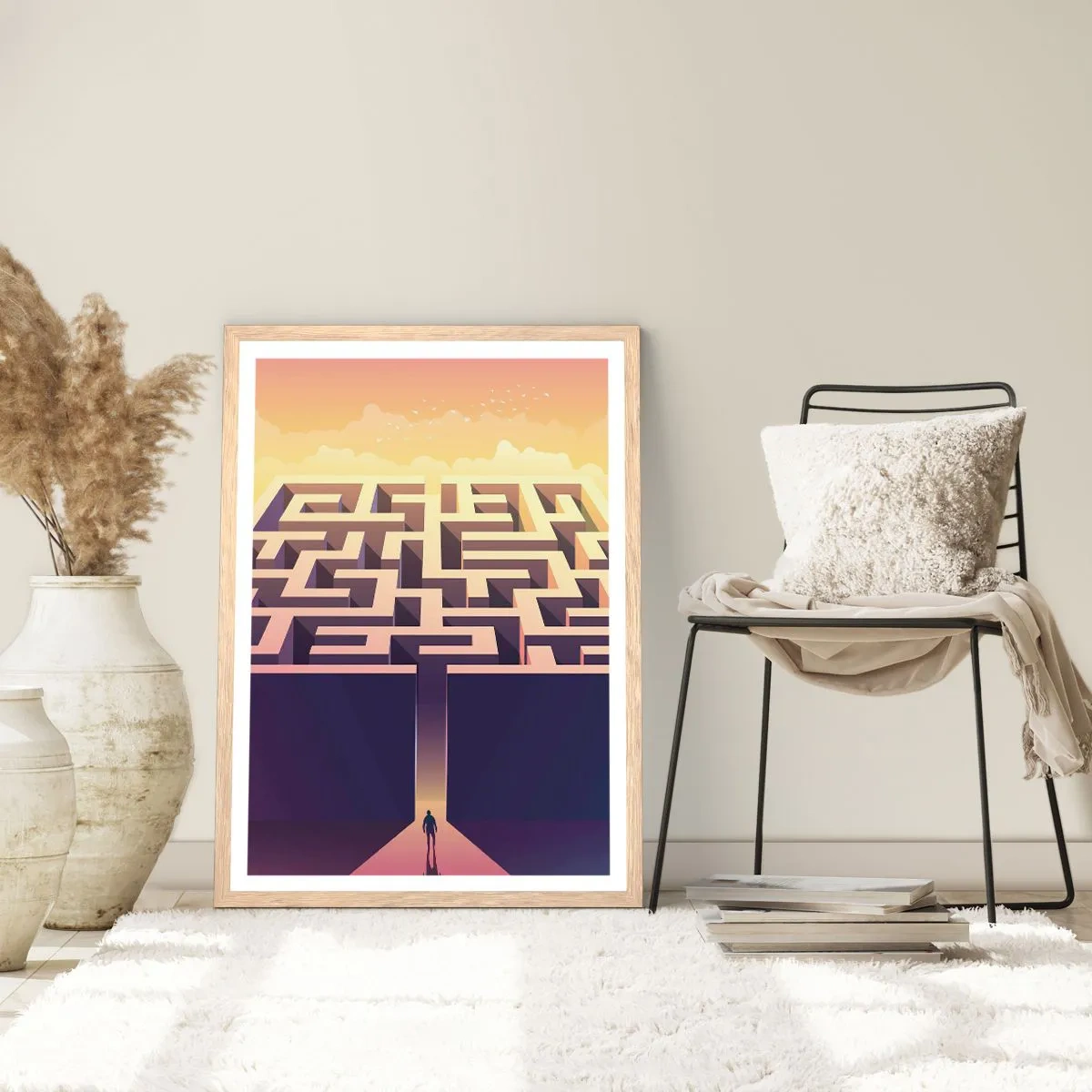 Poszter világos tölgy keretben - Döntés ideje - 70x100 cm