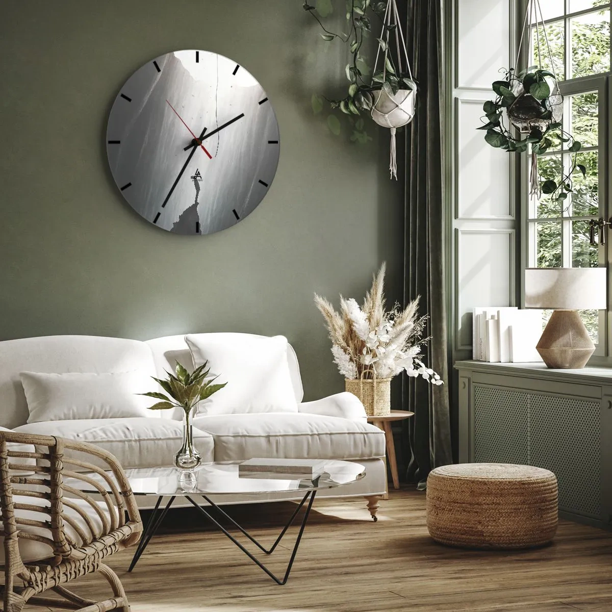 Falióra, Óra - Egy alak áll egy szikla szélén, monumentális sziklák között - 30x30cm - Mindig van kiút - Modern fali dekoráció nappalihoz, konyhához és hálószobához ARTTOR