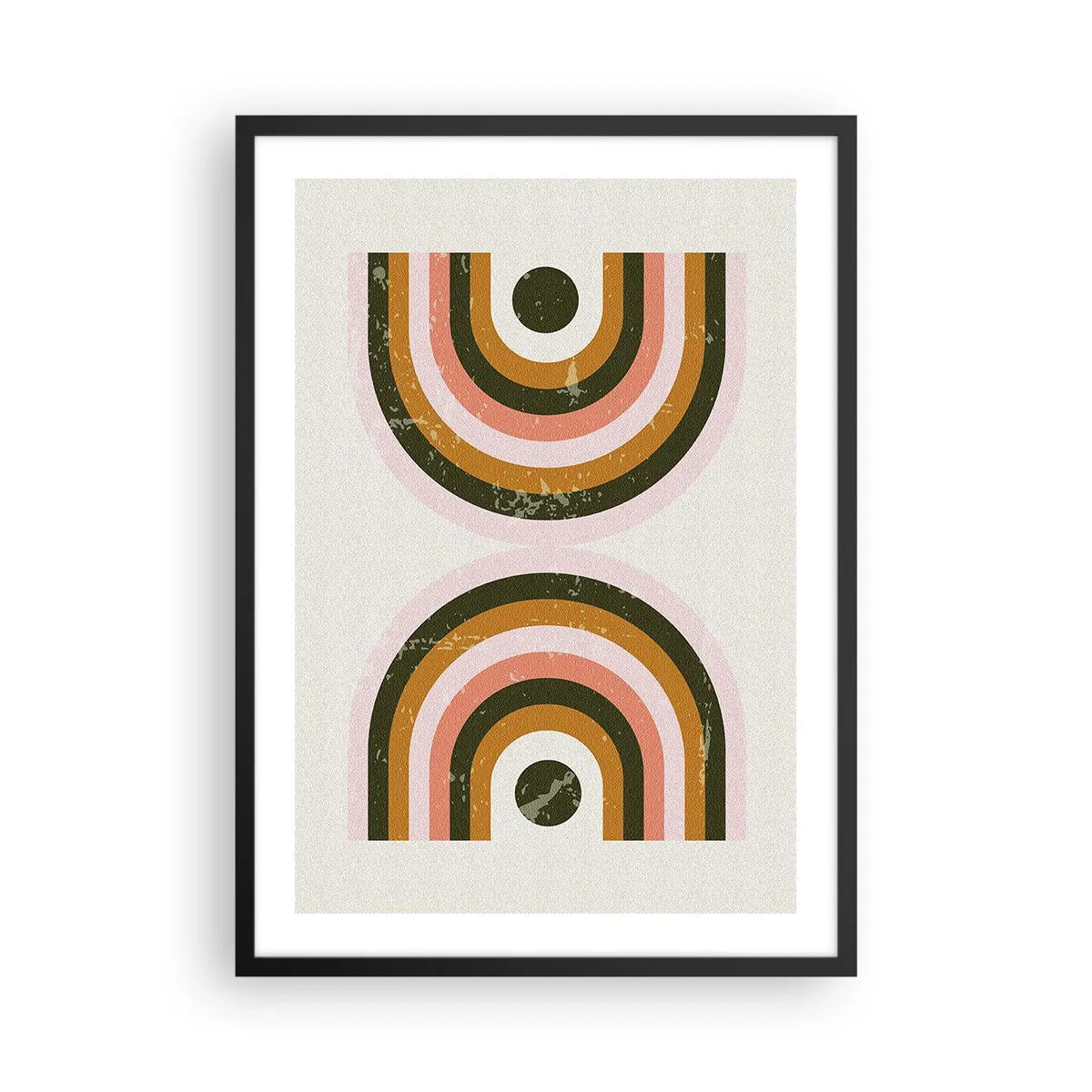 Poszter fehér keretben - Geometriai kompozíció retro stílusban - 50x70cm - Iker absztrakció - Modern fali dekoráció nappalihoz és hálószobához ARTTOR