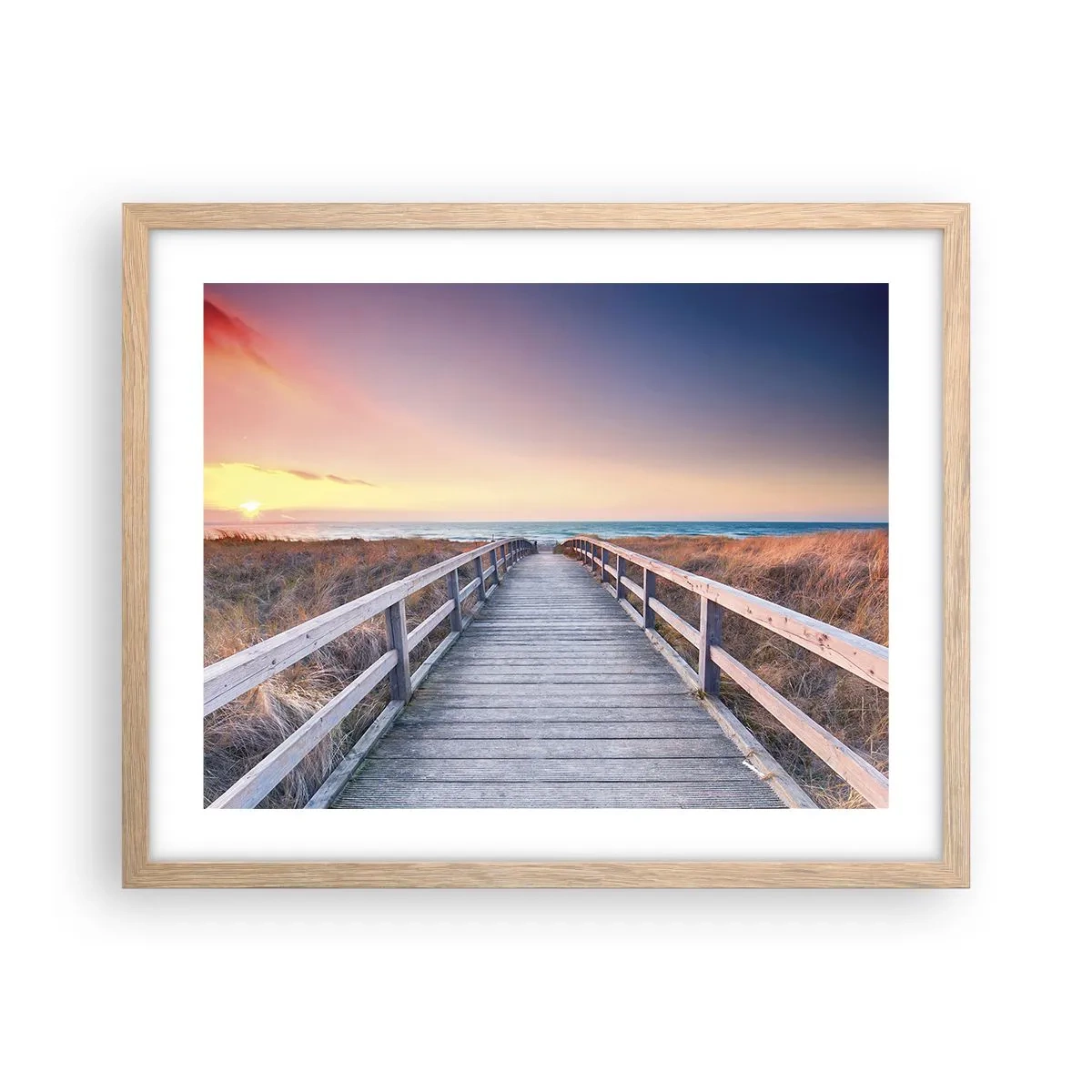 Poszter világos tölgy keretben - Balti esti aurora - 50x40 cm