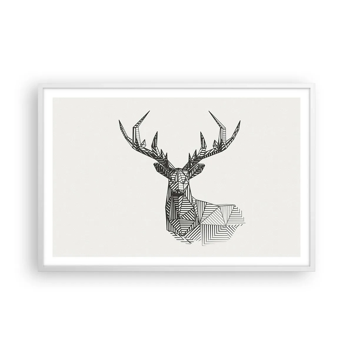 Poszter fekete keretben - Szarvas kubista stílusban - 91x61 cm