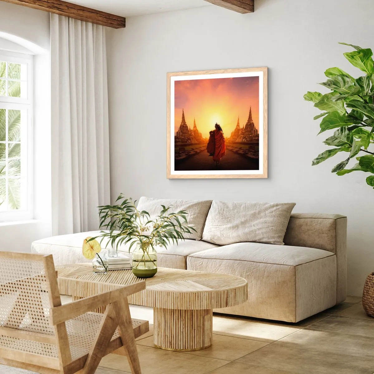 Poszter világos tölgy keretben - Nyugalomban a végtelenségen át - 40x40 cm