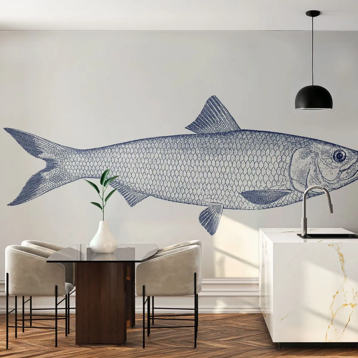 Öntapadós Fotótapéta Deluxe Sticker - Üdvözlet az északi tengerektől - Hal, Tengeri Állat, Tengerparti stílus - 250x175 cm