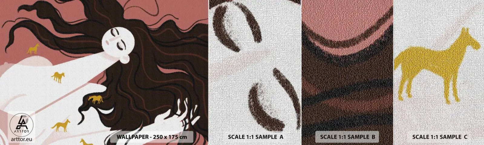 Fotótapéta Minta Premium Canvas - Álom egy arany lóról - Nő, portré, Minimalizmus - 100x30 cm