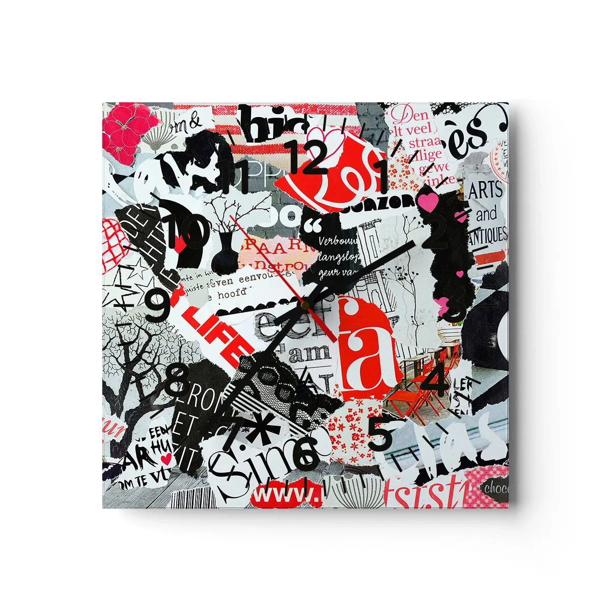 Falióra, Óra - Hipszter kollázs - 30x30 cm