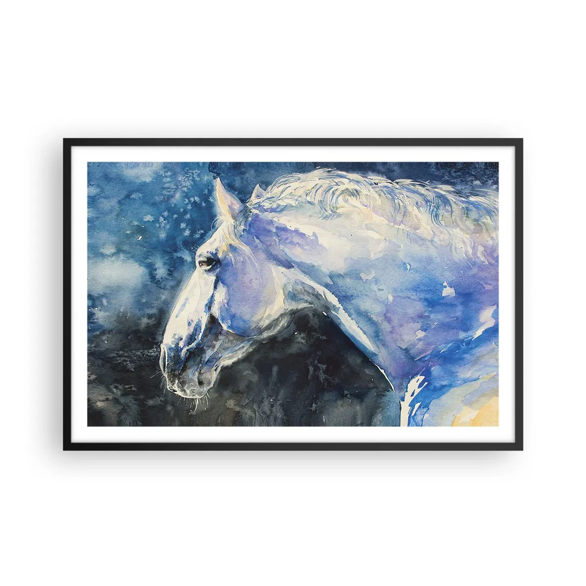 Poszter fehér keretben - Portré kék fényben - 91x61 cm
