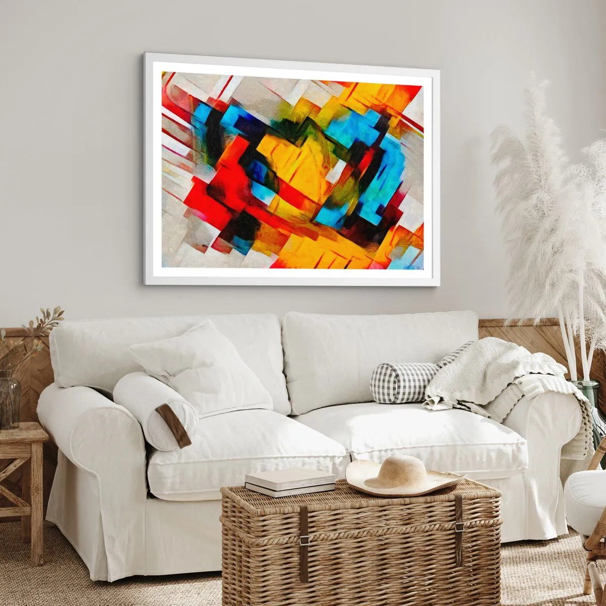 Poszter fekete keretben - Többszínű réteges - 100x70 cm