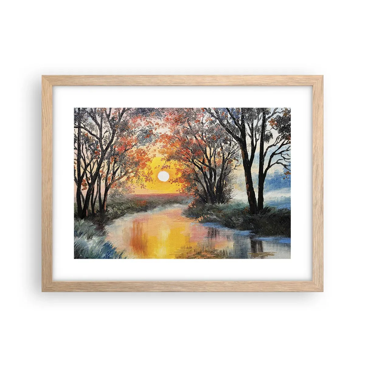 Poszter világos tölgy keretben - Őszi hangulat - 40x30 cm