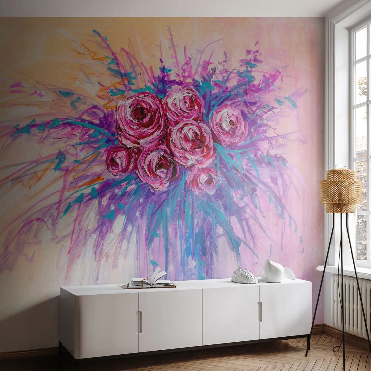 Öntapadós Fotótapéta Deluxe Sticker - Rózsaszín szökőkút - Virágok, Csokor virág, Rózsa - 250x175 cm