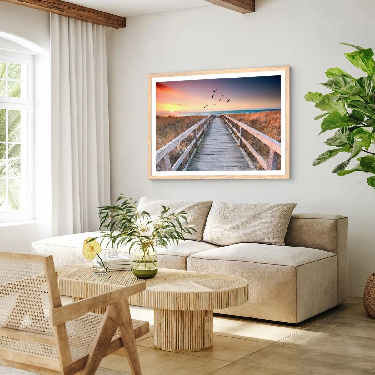 Poszter világos tölgy keretben - Repülési tér - 70x50 cm