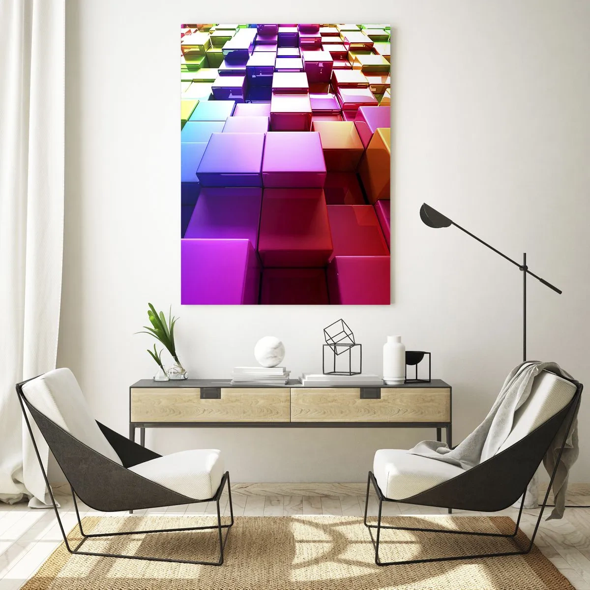 Üveg kép - Op-art együtt egy csapatban - 50x70 cm