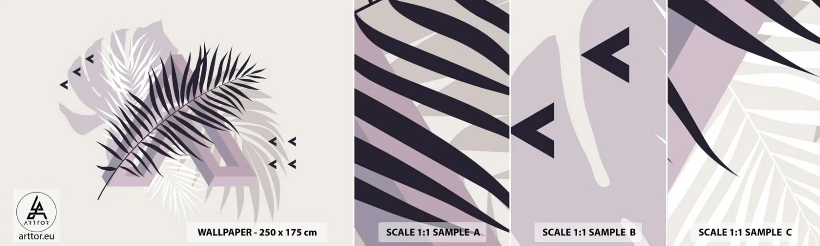 Fotótapéta Minta Öntapadós Deluxe Sticker - Az árnyék árnyéka - Grafika, Pálmafa levél, Darab - 100x30 cm