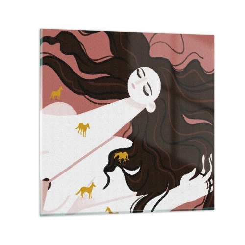 Üveg kép - Álom egy arany lóról - 70x70 cm