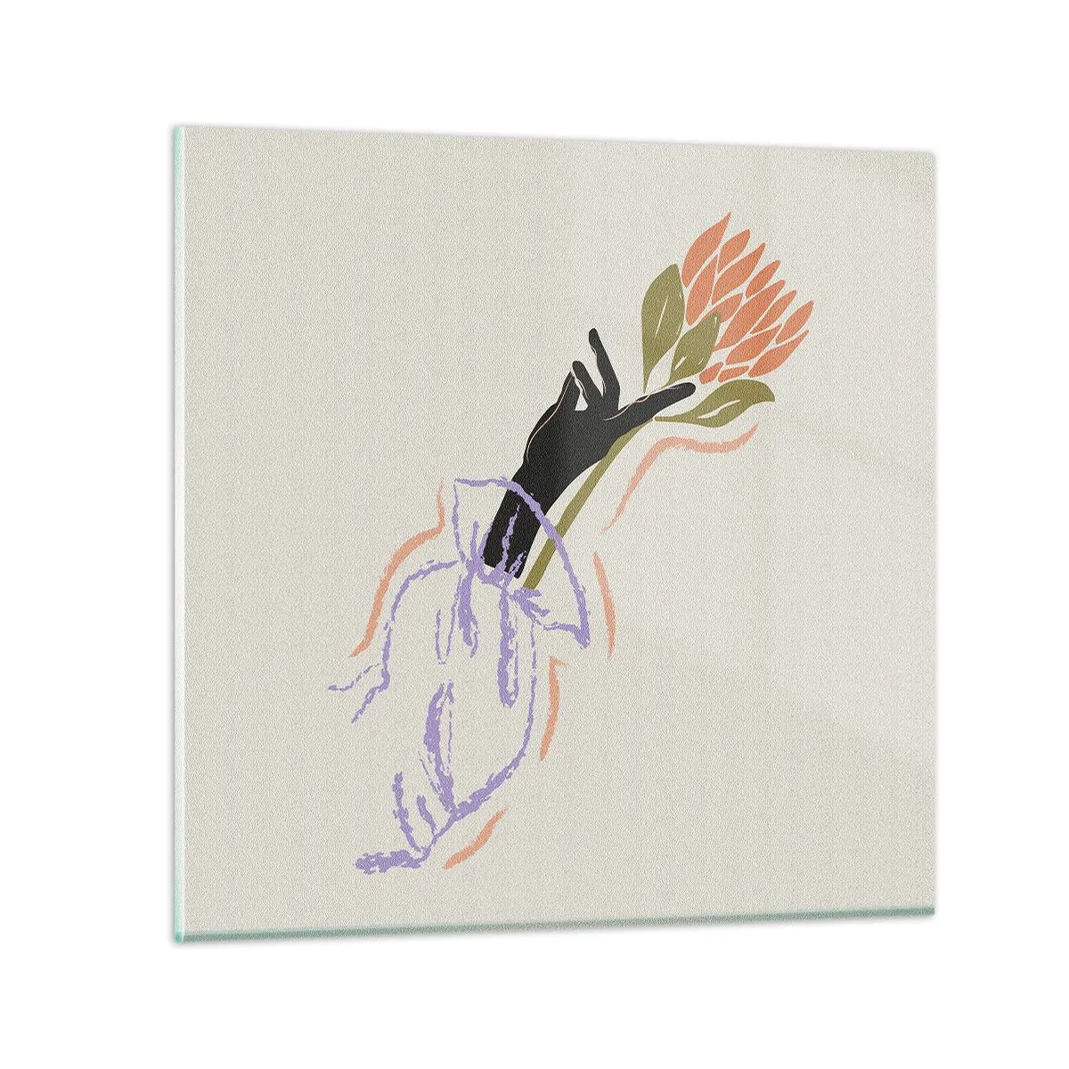 Üveg kép - Egy testvéri érintés - 30x30 cm