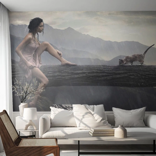 Fotótapéta Premium Sand - A szépség csúcsai - Nő, Modell, Tájkép - 450x315 cm