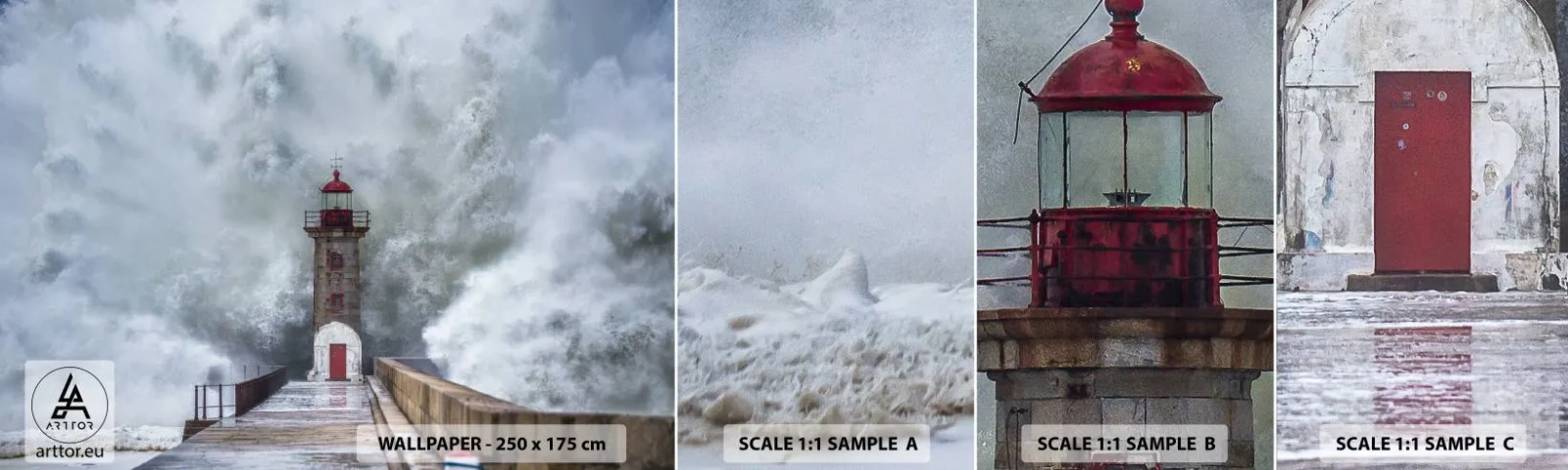 Fotótapéta Minta Standard Eco - A vizek ordítása, a vihar zaja - Világítótorony, Tájkép, óceán - 100x30 cm