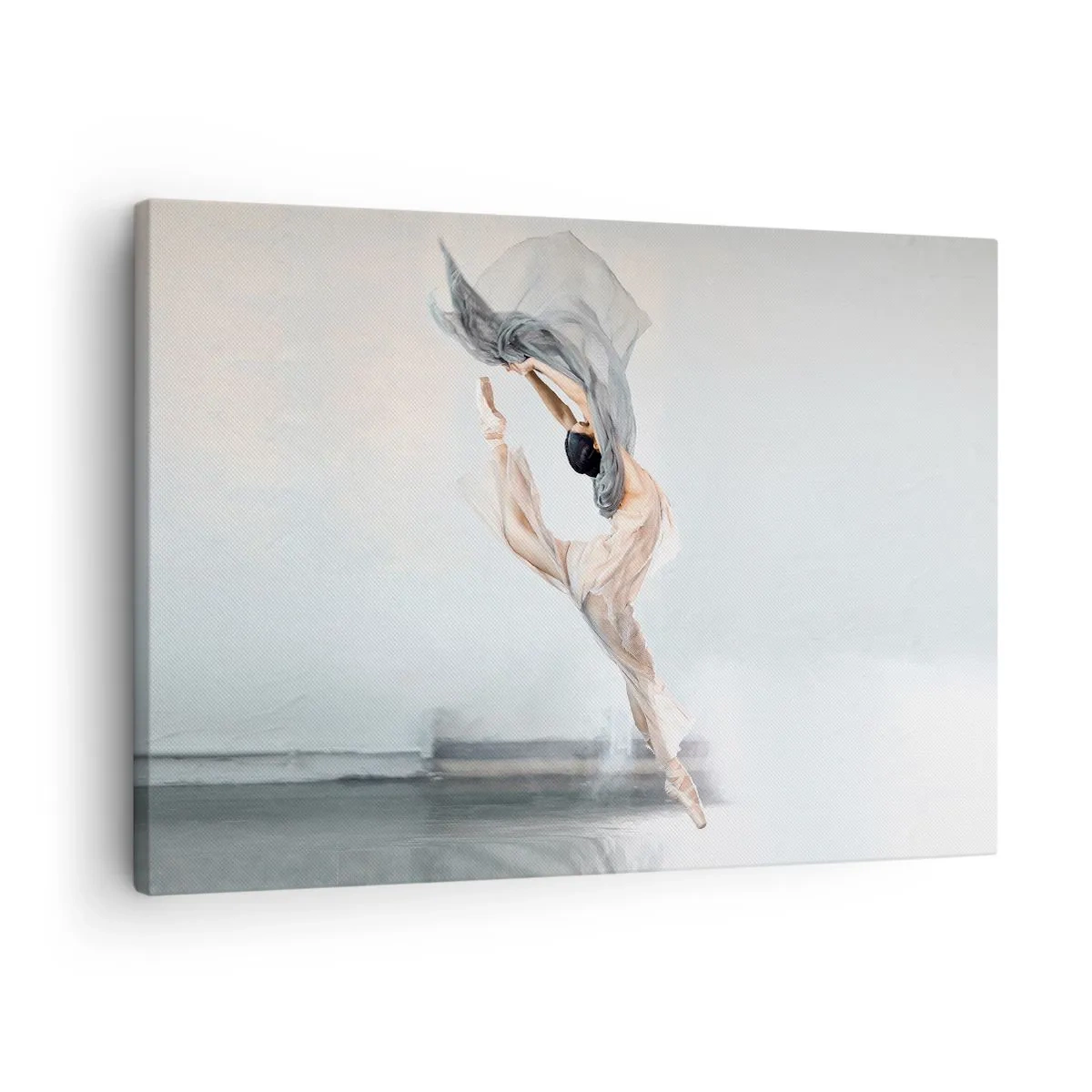 Vászonkép - Egy táncos dinamikus mozgásban világos háttér előtt - 70x50cm - A tánc felindulásában - Modern fali dekoráció nappalihoz és hálószobához ARTTOR